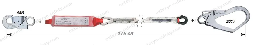 5030104 - SHOCK ABSORBER ROPE SINGLE 175 cm + 0986 + 2017, Assorbitore di energia C.A.M.P.
