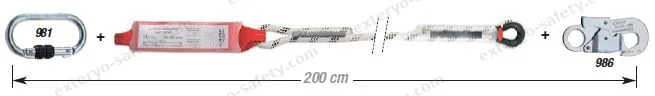 5030105 - SHOCK ABSORBER ROPE SINGLE 200 cm + 0981 + 0986, Assorbitore di energia C.A.M.P.