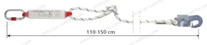 5130107 - SHOCK ABSORBER ROPE ADJUSTABLE SINGLE + 0981 + 0986 110-150 cm, Assorbitore di energia C.A.M.P.