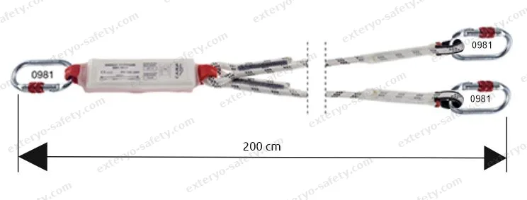 5030203 - SHOCK ABSORBER ROPE DOUBLE 200 cm + 3x0981, Assorbitore di energia C.A.M.P.